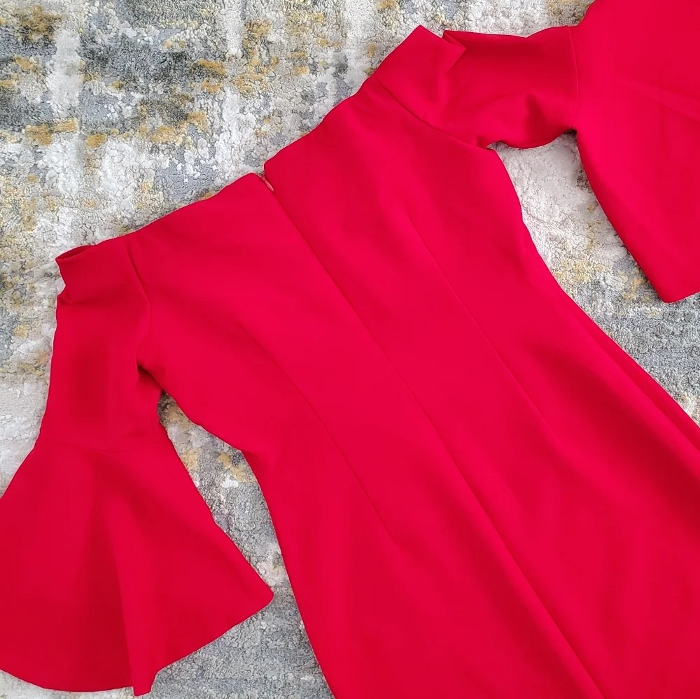 Chelsea 28 Off the Shoulder Red Dress - Picture 6 of 11